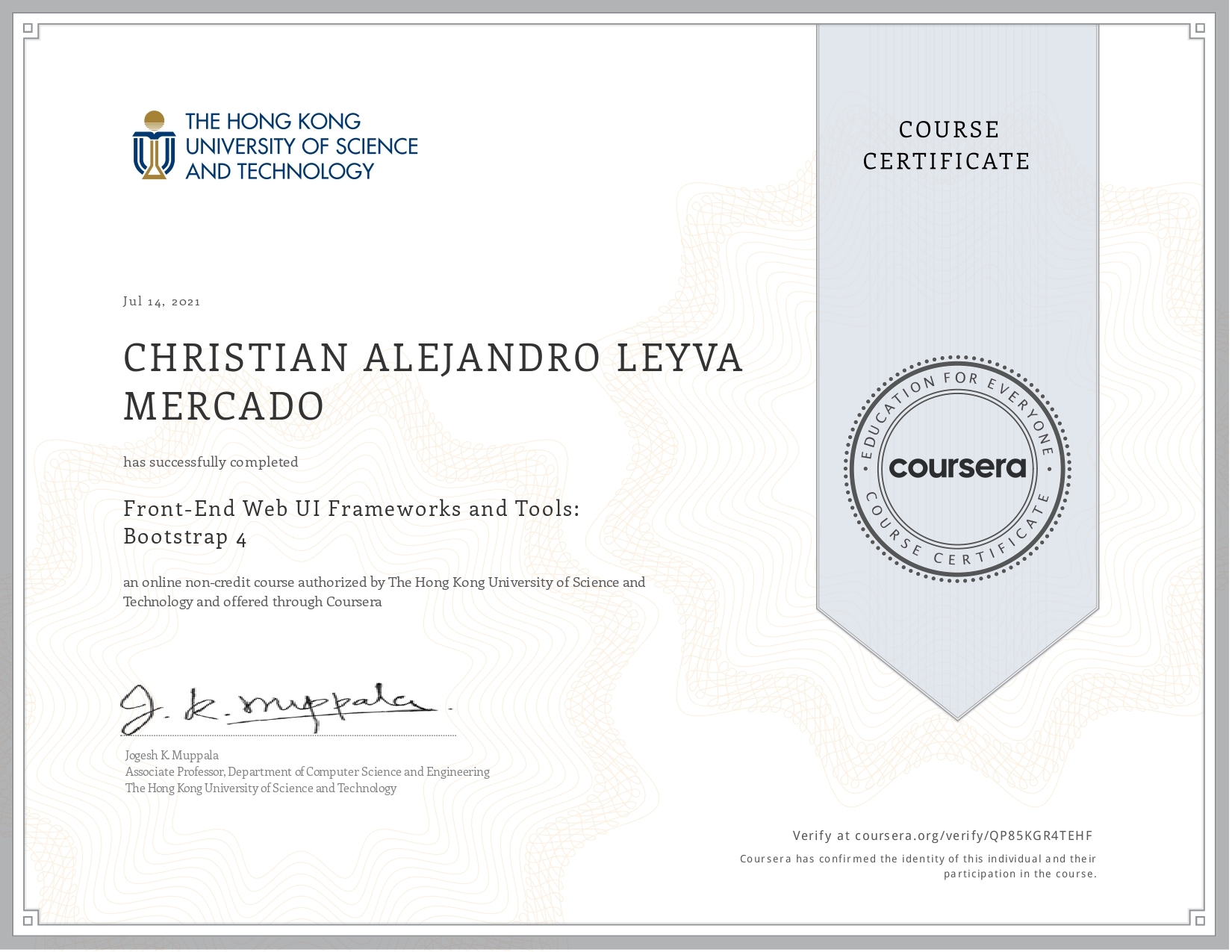 Front-End Web Ul Frameworks and Tools: Bootstrap 4 Certification image