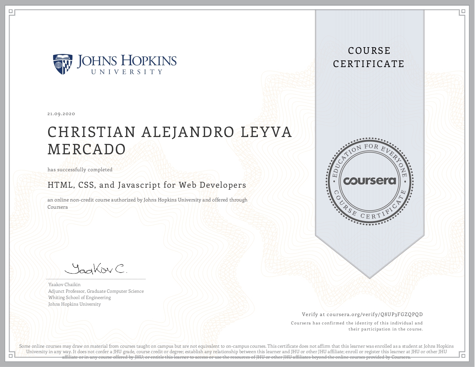HTML, CSS, and Javascript for Web Developers Certification image